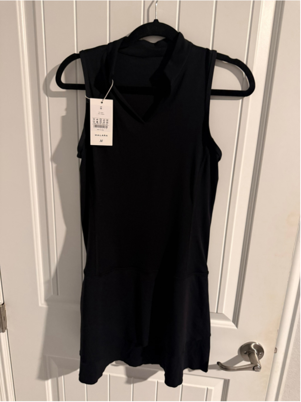 HALARA Softlyzero QuickDry Collared V-Neck Sleeveless Dress Black M NWT